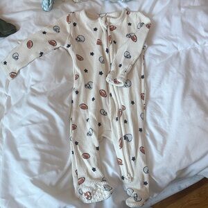 Angel Dear Cream One Piece with Sports Pattern